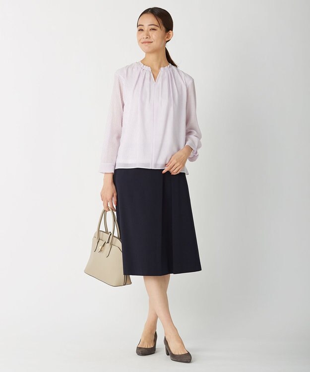 J.PRESS LADIES 【制菌加工・UVカット】アルファクロスジャージー スカート ネイビー系