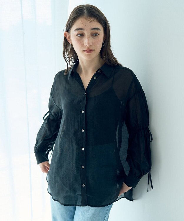 YECCA VECCA バックリボンシアーシャツ Black