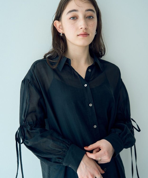 YECCA VECCA バックリボンシアーシャツ Black