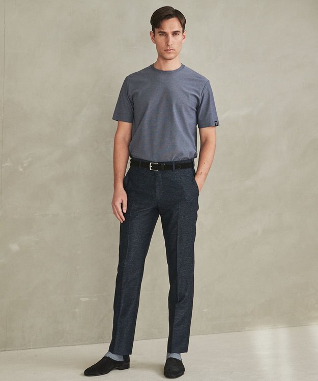 GOTAIRIKU 仕事で着られるTシャツ【サラサラ/よれにくい/透けにくい】キレイめ 鹿の子 ビズTシャツ ダルブルー系