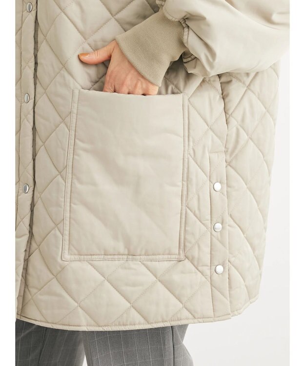 Green Parks 撥水加工　中綿キルトミドル丈コート Light Beige