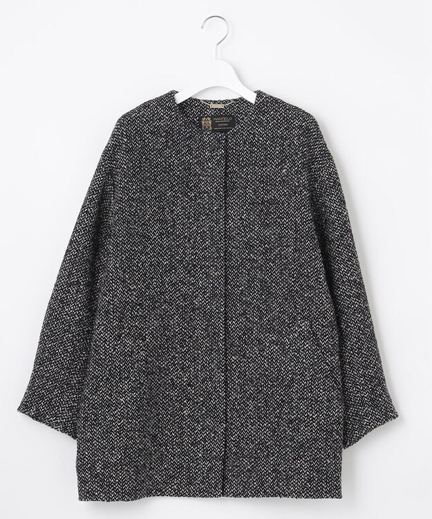 自由区 MANTECOツイード コクーンシルエットコート ブラック系8