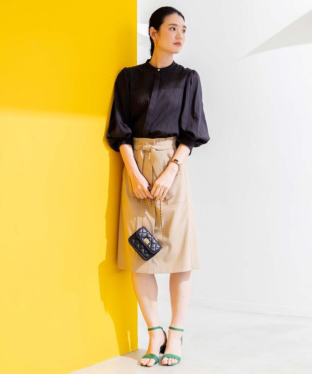 組曲 ドビーストライプ ブラウス ブラック系