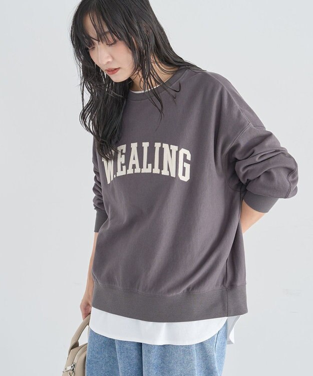 Green Parks 刺しゅうロゴ裏毛プルオーバー Charcoal Gray