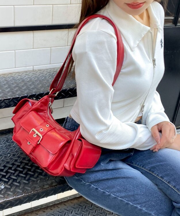 WEGO ハトメベルトポケットショルダー レッド