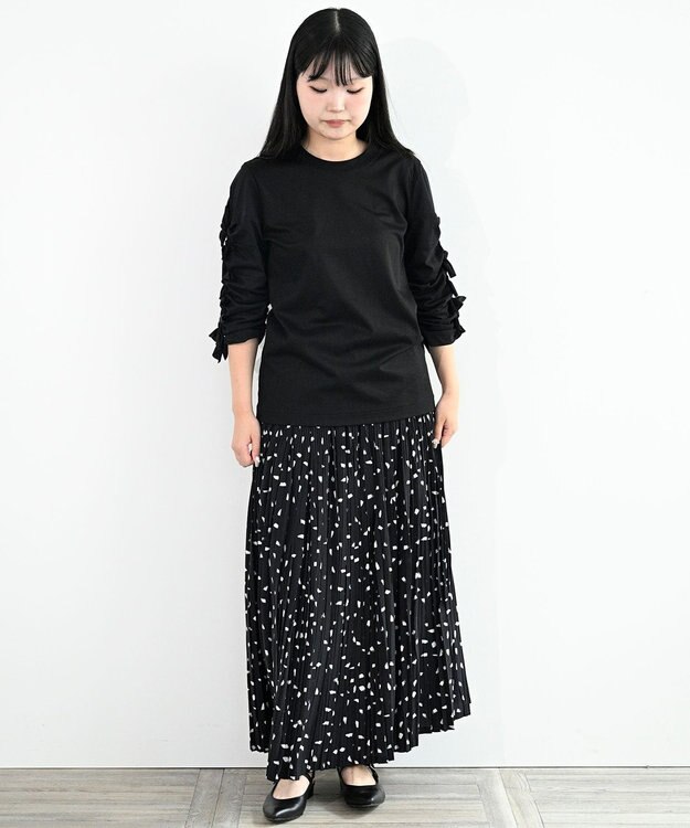 FORFORMO Pleated Skirt プリーツスカート プリントブラック