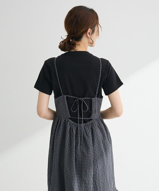 Green Parks ・ＥＬＥＮＣＡＲＥ　ＤＵＥ　ギンガムキャミワンピース Charcoal Gray