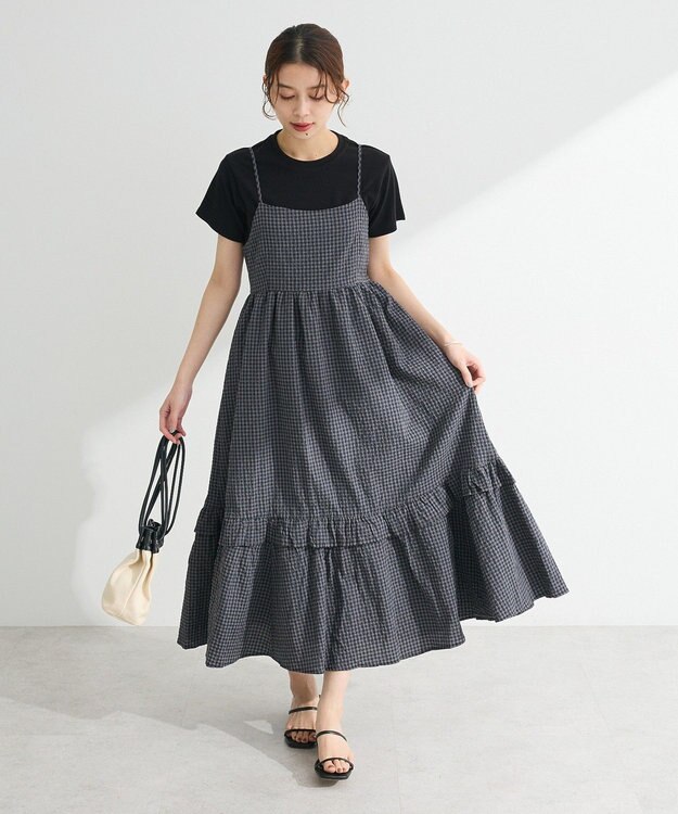 Green Parks ・ＥＬＥＮＣＡＲＥ　ＤＵＥ　ギンガムキャミワンピース Charcoal Gray