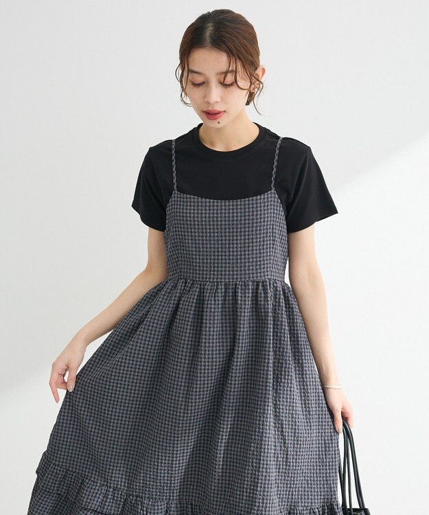 Green Parks ・ＥＬＥＮＣＡＲＥ　ＤＵＥ　ギンガムキャミワンピース Charcoal Gray