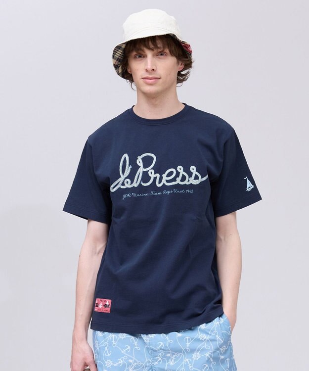 J.PRESS MEN 【NYUZELESS】プリントグラフィック Ｔシャツ ネイビー系