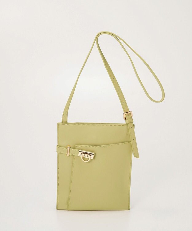 TOPKAPI 【TREASURE TOPKAPI】ベルトデザイン レザー フラット ショルダーバッグ ライムグリーン