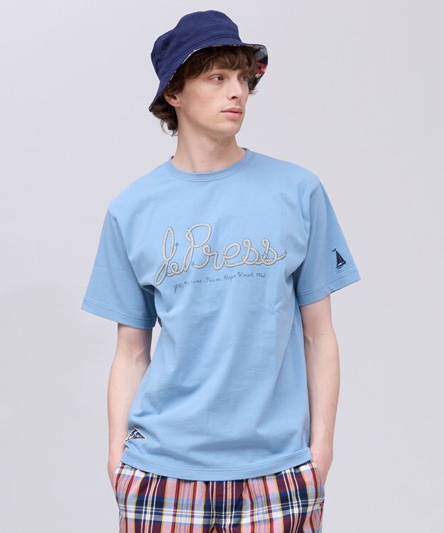 J.PRESS MEN 【NYUZELESS】プリントグラフィック Ｔシャツ サックスブルー系
