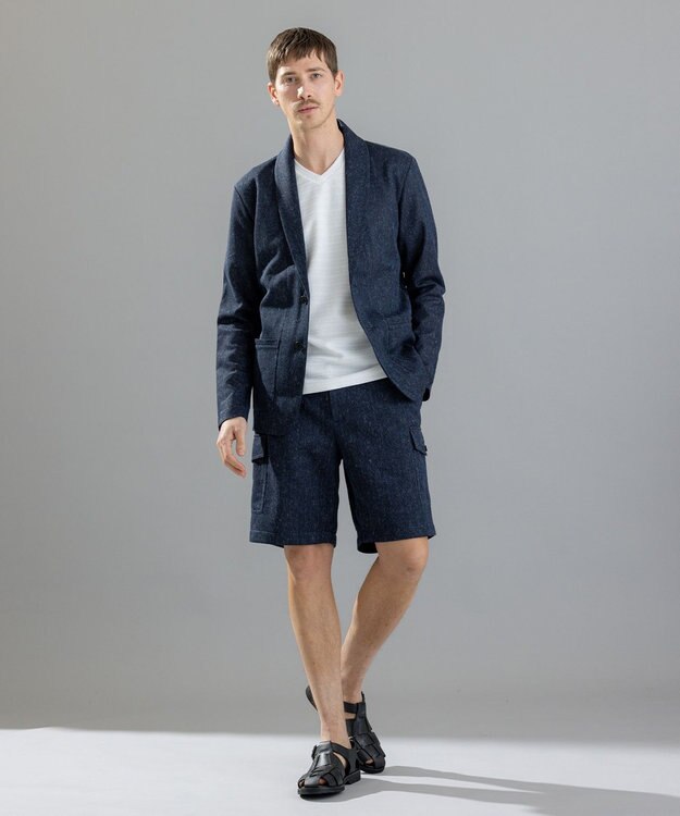 JOSEPH HOMME メランジリップル　Vネックカットソー ホワイト系