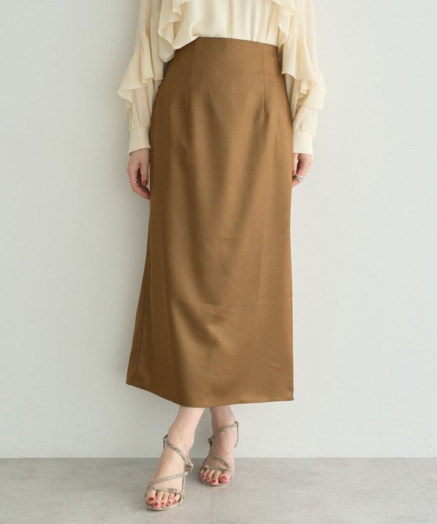 YECCA VECCA シャイニーロングスカート Camel