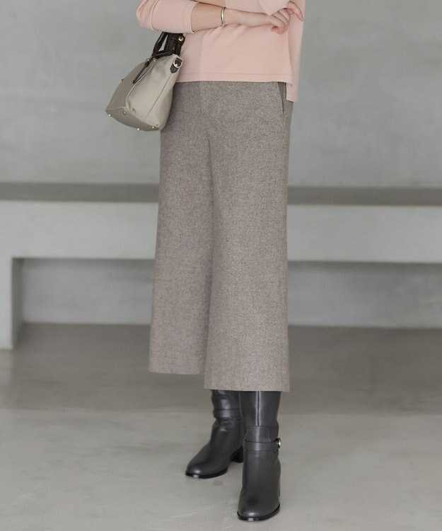 J.PRESS LADIES シルクネップツイード クロップド パンツ モカ系