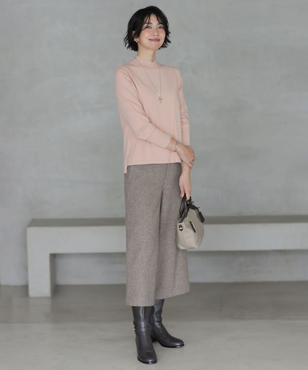 J.PRESS LADIES シルクネップツイード クロップド パンツ モカ系