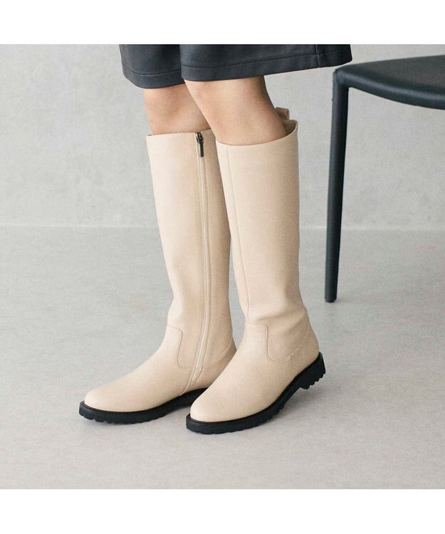 MODE ET JACOMO <carino>【レイン対応】タンクソールロングブーツ アイボリー