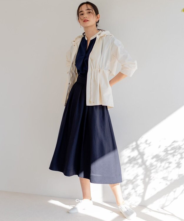 組曲 【セットアップ対応・ウエストゴム仕様】ニュアンスシフォン スカート ネイビー系