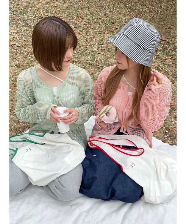 Green Parks ＳＥＴ２点　透かしカーデ＋キャミソール Pink