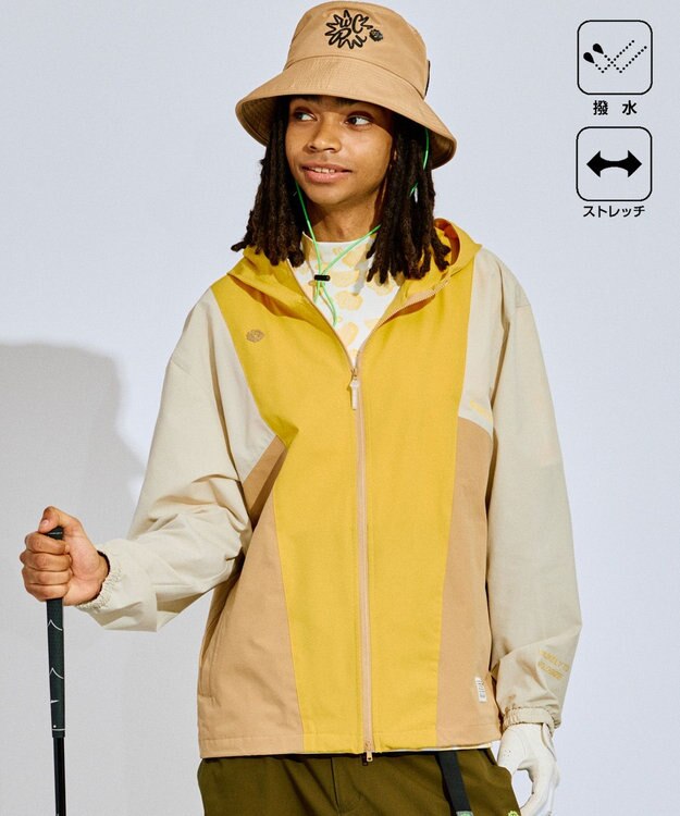 PW CIRCULUS 【撥水加工/ストレッチ】【MEN】カラーブロッキング ブルゾン  ゴルフ イエロー系