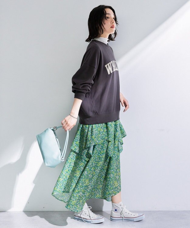 Green Parks 刺しゅうロゴ裏毛プルオーバー Charcoal Gray