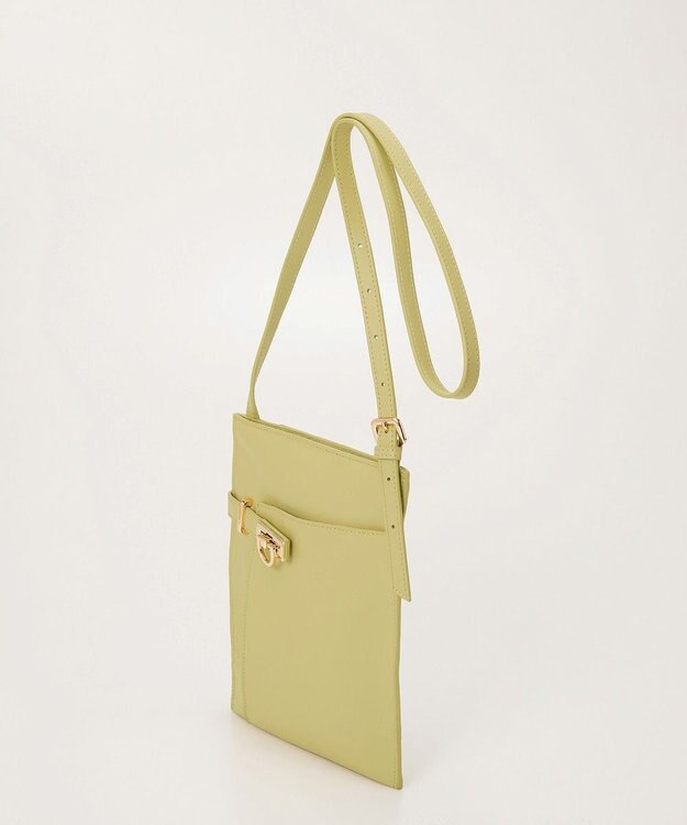 TOPKAPI 【TREASURE TOPKAPI】ベルトデザイン レザー フラット ショルダーバッグ ライムグリーン