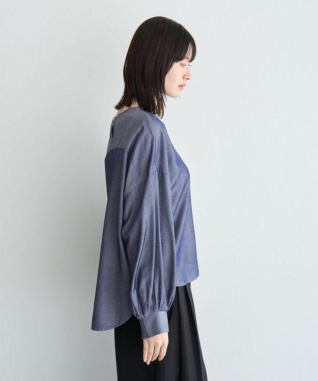 YECCA VECCA 2wayボリューム袖ブラウス Navy