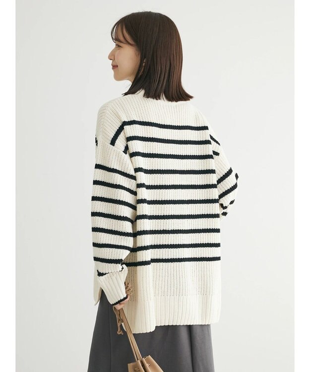 Green Parks ｍｏｋｏモール畦ニット前後差プルオーバー Border