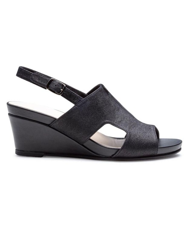 REGAL FOOT COMMUNITY 【ビューフィット】A69Y ウエッジサンダル ブラック型押