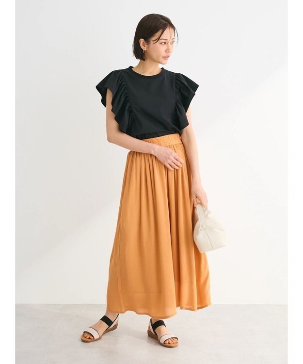 Green Parks レーヨンクレープスカーチョ Orange