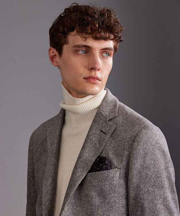 JOSEPH ABBOUD 【キングサイズ・軽量】ブロックベロア ストレッチ ジャケット ライトグレー系