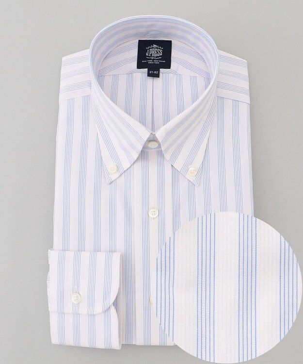 J.PRESS MEN 【PREMIUM PLEATS / 形態安定】ダッパーストライプシャツ / B.D. サックスブルー系1