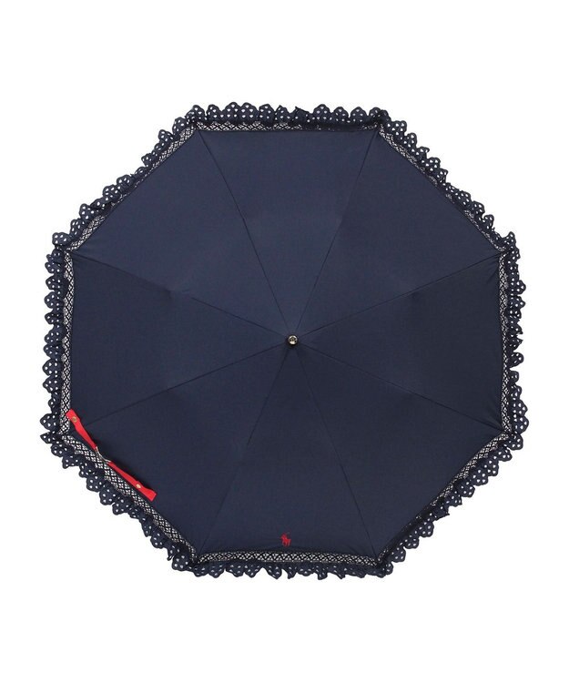 MOONBAT 【遮光/晴雨兼用日傘】POLO RALPH LAUREN(ポロ ラルフローレン) エンブフリル 折りたたみ傘 楽折 遮熱 UV ディープブルー（EC限定色）