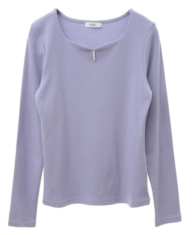 earth music&ecology ハートネックパールプルオーバー Blue