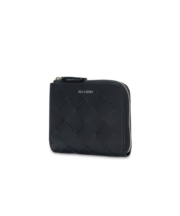 PELLE BORSA メッシュL字ファスナーミニ財布 Chrono Weave クロノウィーブ 5842 ブラック