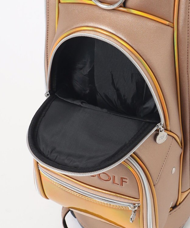 23区GOLF 主役級の華やかさ【UNISEX】ホログラム キャディバッグ 見た目・収納力・機能性抜群 ラウンドに最適！ ベージュ系