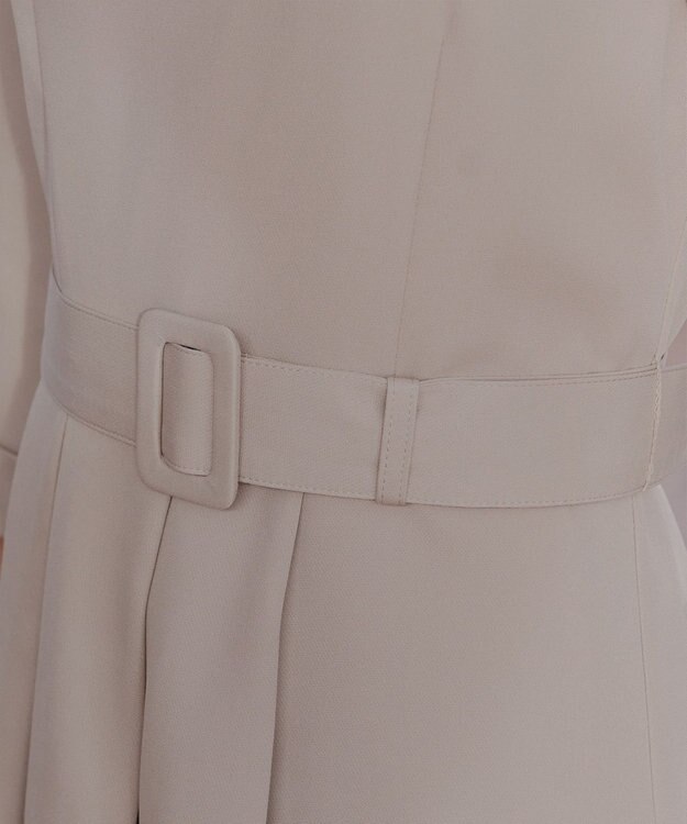 Tiaclasse 【3WAY】リボンブローチ＆ベルト付きフレアワンピース グレージュ