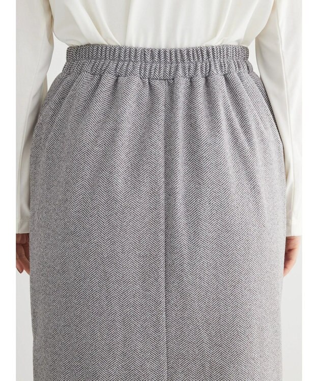 Green Parks 柄圧縮ポンチＩラインスカート Herringbone