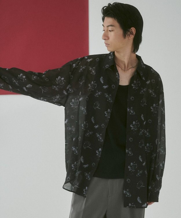 WEGO シアーパターンBIGシャツ（LS） 柄1