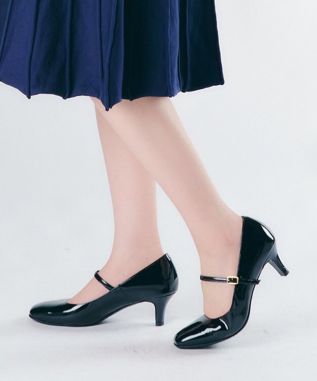 Dominic3 晴雨兼用 メリージェーン レザーパンプス ブラック