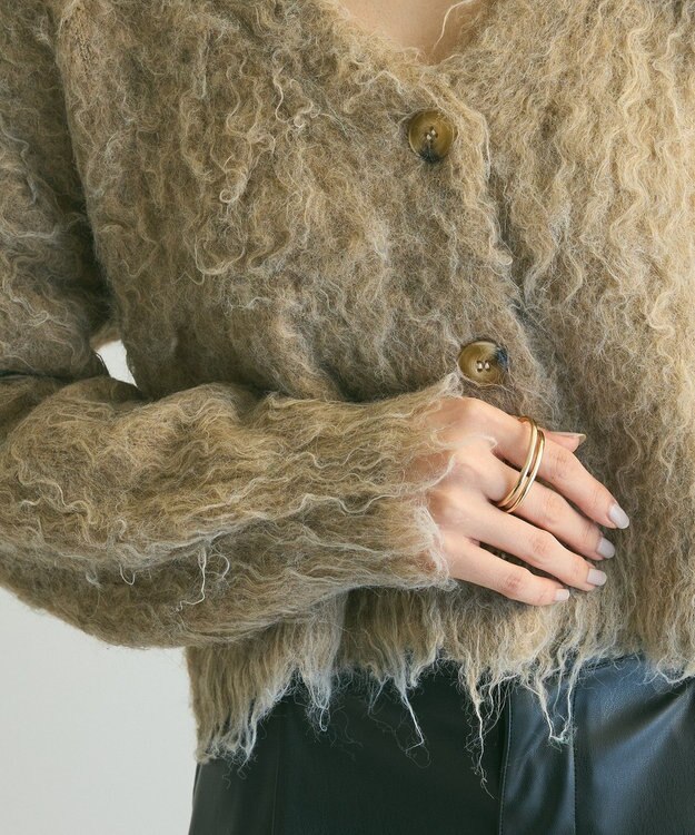 Green Parks armonia．シャギーショートカーディガン Beige