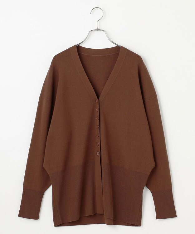 #Newans 【洗える】ファインボタンＶネックカーディガン ブラウン