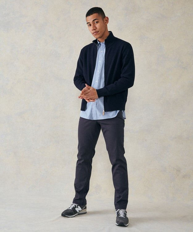 J.PRESS MEN 【High twist links】フルジップカーディガン ネイビー系