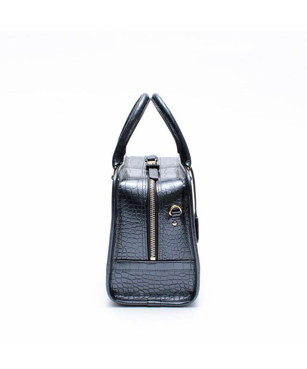 A.D.M.J. 【牛革】クロコ型押しヘリ巻きボストン28cm オニキスパーライズ