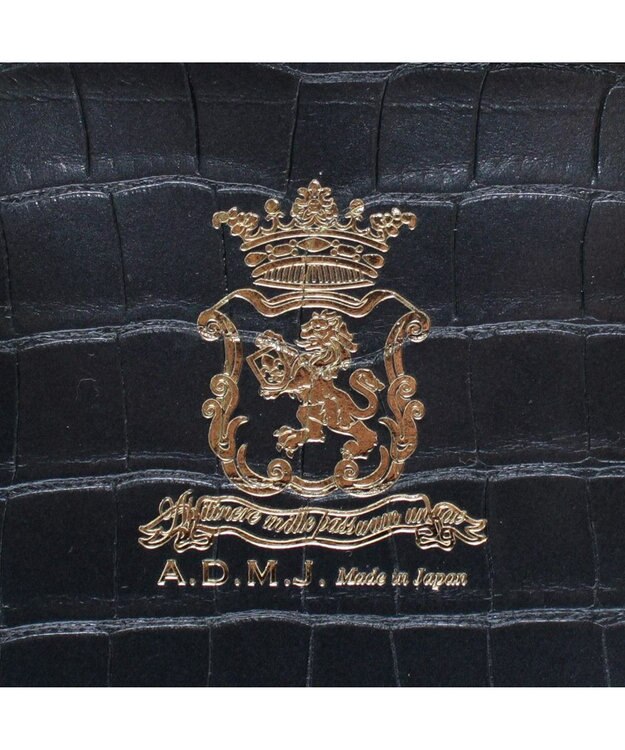 A.D.M.J. 【牛革】クロコ型押しヘリ巻きボストン28cm オニキスパーライズ