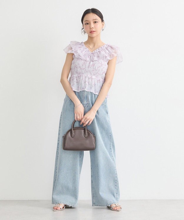 earth music&ecology ダブルフリルノースリブラウス Pink