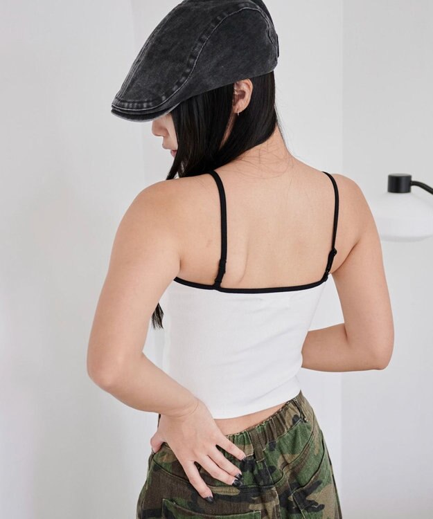 WEGO 【カップ付きインナー】ワンポイント刺繍キャミ ホワイト