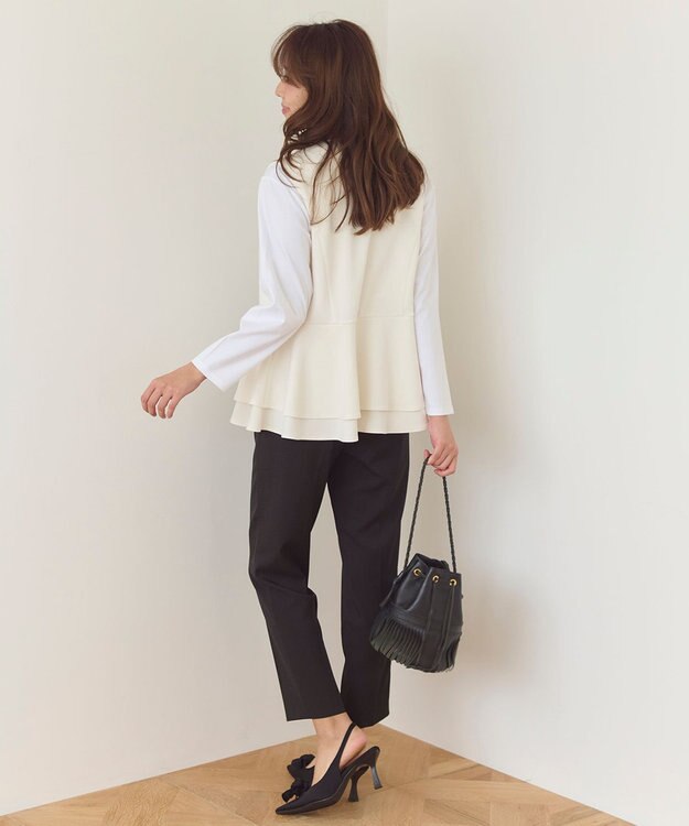 Feroux 【洗える】ペプラム ダンボールジレ アイボリー系