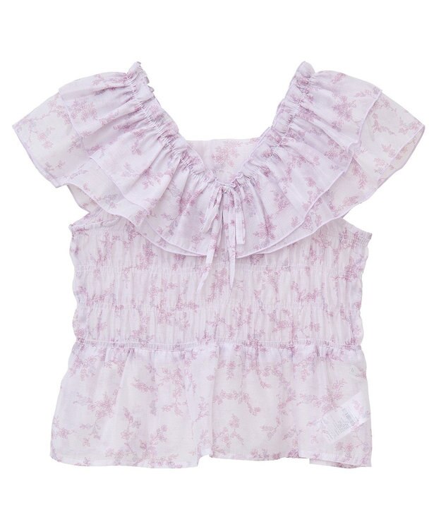 earth music&ecology ダブルフリルノースリブラウス Off White