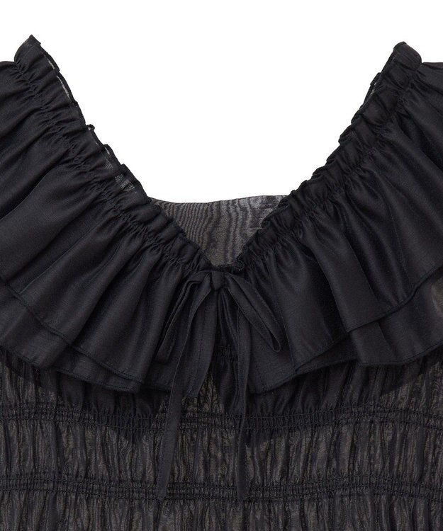 earth music&ecology ダブルフリルノースリブラウス Black